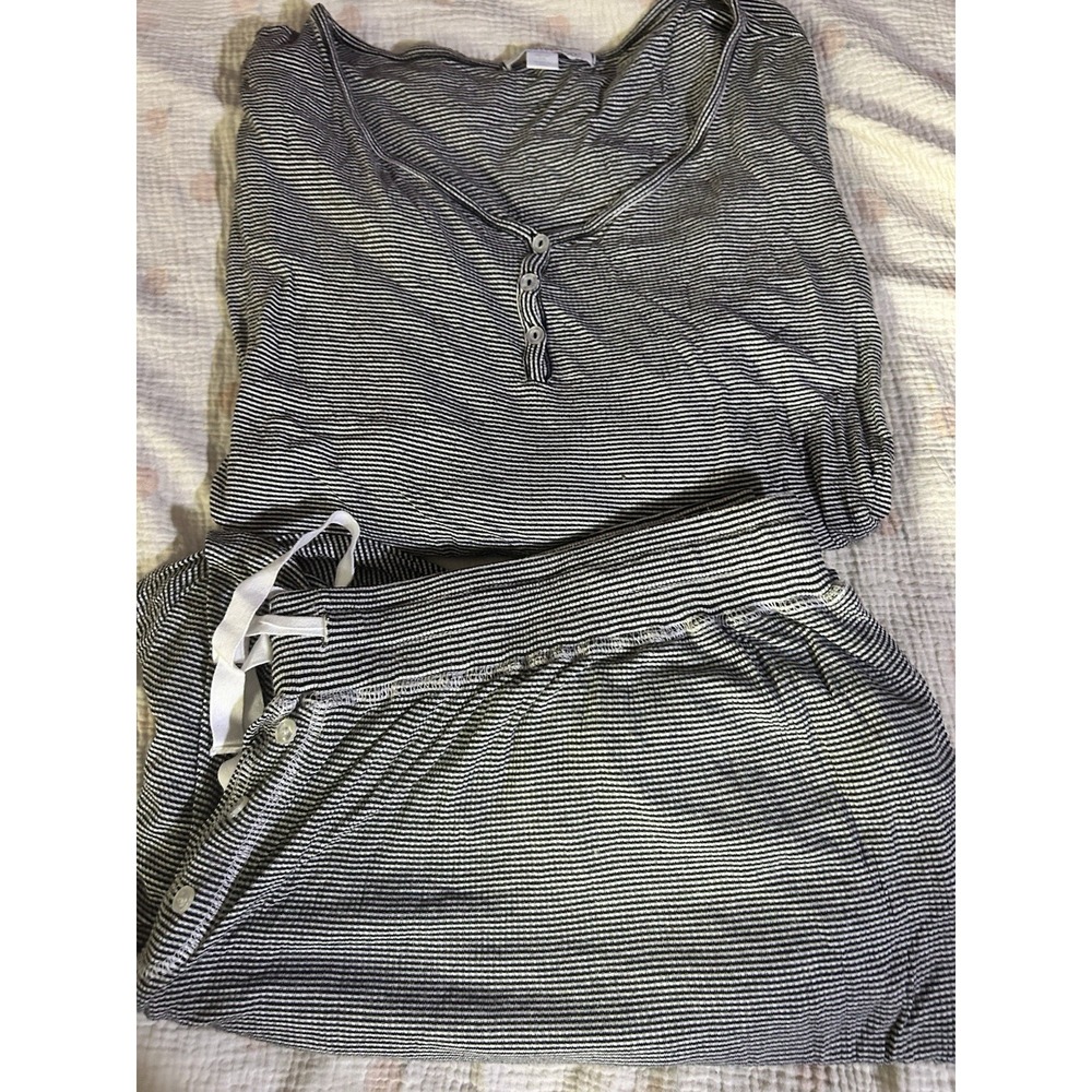 Dreams & Co Two Piece Pj Set Black Striped 3X 30/32 Set
